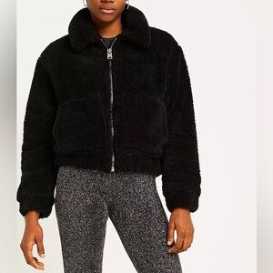 Urban Outfitters Black Cropped Teddy Jacket Size M